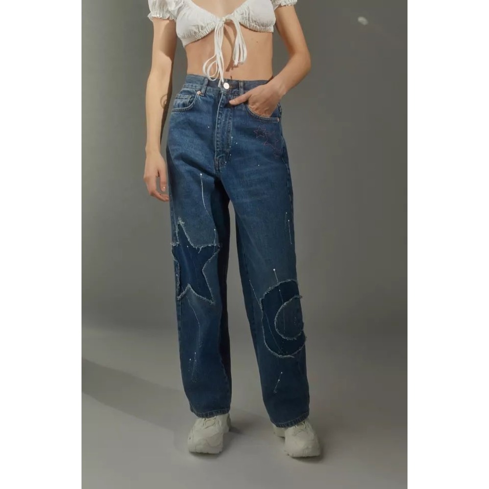 Urban Outfitters BDG Jeans Womens 25 Wide Leg Baggy High‎ Rise Skater Celestial